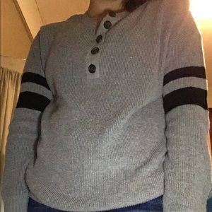 Grey Varsity Knit Sweater